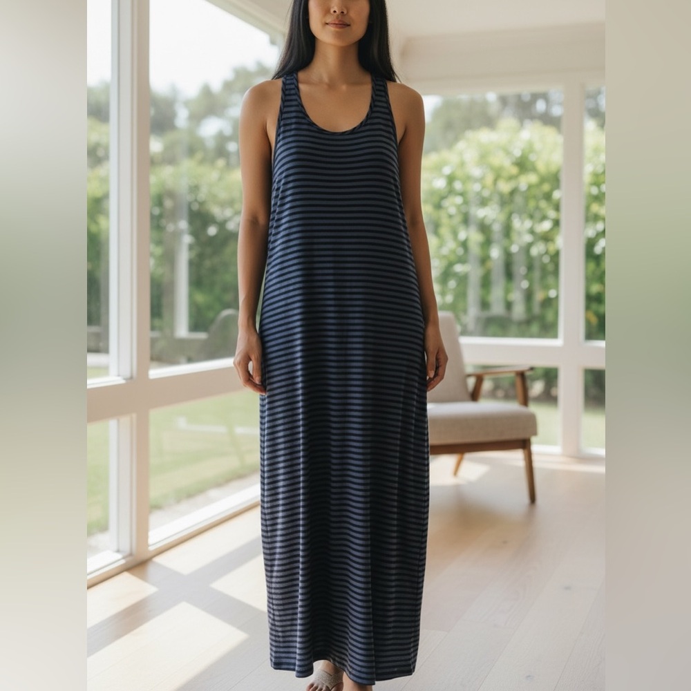 Fluxus Striped Navy Blue Maxi Dress XS